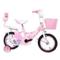 Bicicleta copii 4 - 7 ani, 16", Roz, Doua locuri, Roti ajutatoare, Frane