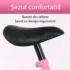 Sezut confortabil din burete de calitate cu design ergonomic pentru bicicleta roz