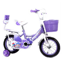 Bicicleta copii 3 - 6 ani, 14", Mov, Doua locuri, Roti ajutatoare, Frane