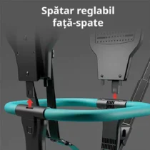 Detaliu cu sistemul de spatar reglabil fata-spate pentru confortul copilului la carucior sport pliabil alb