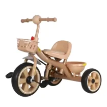 Tricicleta copii 2-5 ani, Crem, Doua cosuri pentru jucarii, Roti EVA