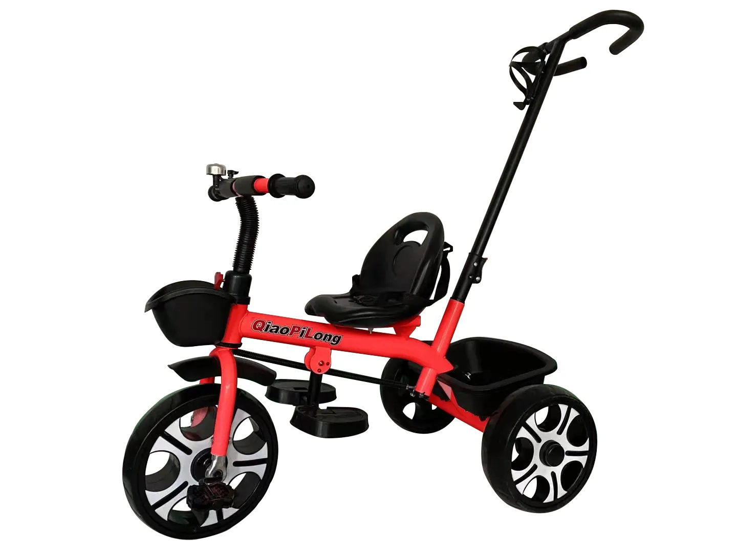Tricicleta rosie cu pedale, centura de siguranta si maner parental