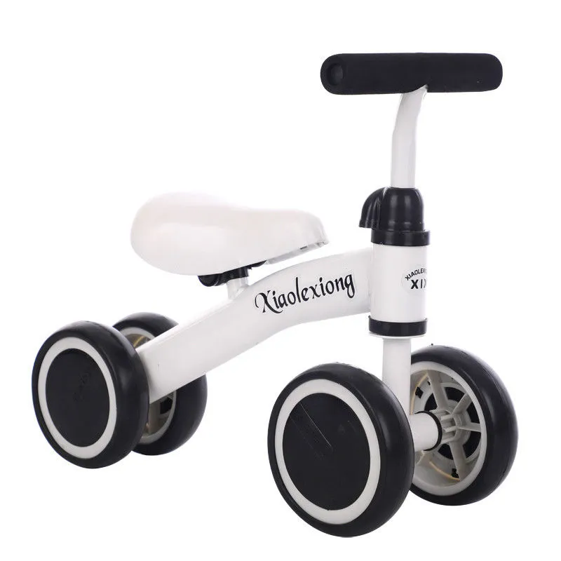 Mini bicicleta cu 4 roti, fara pedale pentru copii intre 1 an si 3 ani, Alb, Stil tricicleta